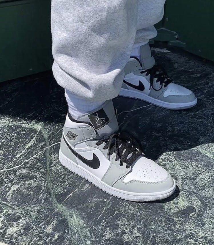 Custom Jordan 1 Mid Light Smoke Grey High Q LUXURYSTEPSCO