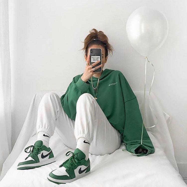 Custom GREEN Jordan 1 High Q ( Customs And Box ), Jordan 1 Sneakers Active - fashionupstore1