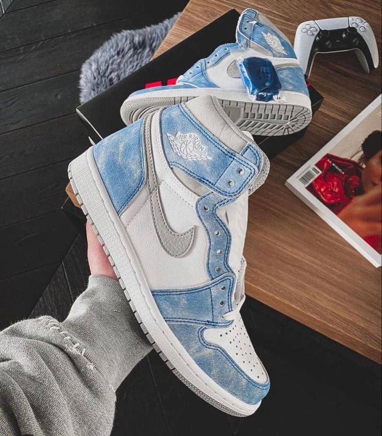 Custom Blue White Jordan 1 High Q ( Customs And Box ), Jordan 1 Sneakers Active sneakeronline