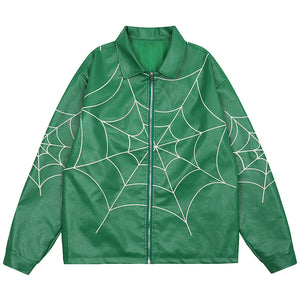 1984® Leather Jacket Embroidered Spider Web - 1984brand