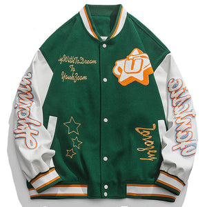 1984 Streetwear Varsity Jacket Flocked Star - fashionupstore1