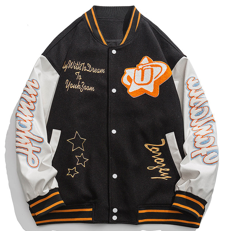 1984 Streetwear Varsity Jacket Flocked Star - fashionupstore1