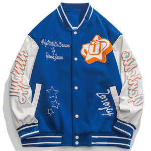 1984 Streetwear Varsity Jacket Flocked Star - fashionupstore1