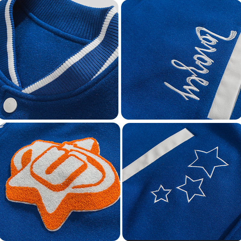 1984 Streetwear Varsity Jacket Flocked Star - fashionupstore1