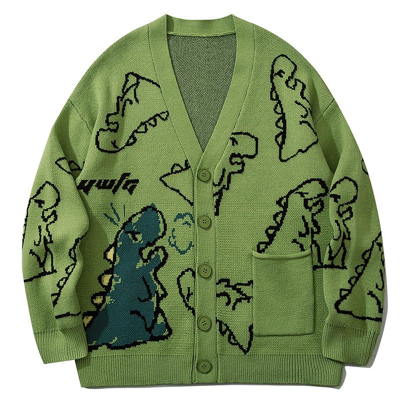 Jacquard Cardigan Sweater Full Dinosaur - fashionupstore1