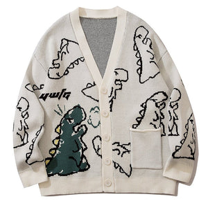 Jacquard Cardigan Sweater Full Dinosaur - fashionupstore1