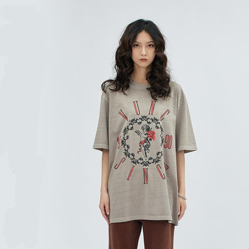 Y2k Peace Flower Printed T-shirt - fashionupstore1