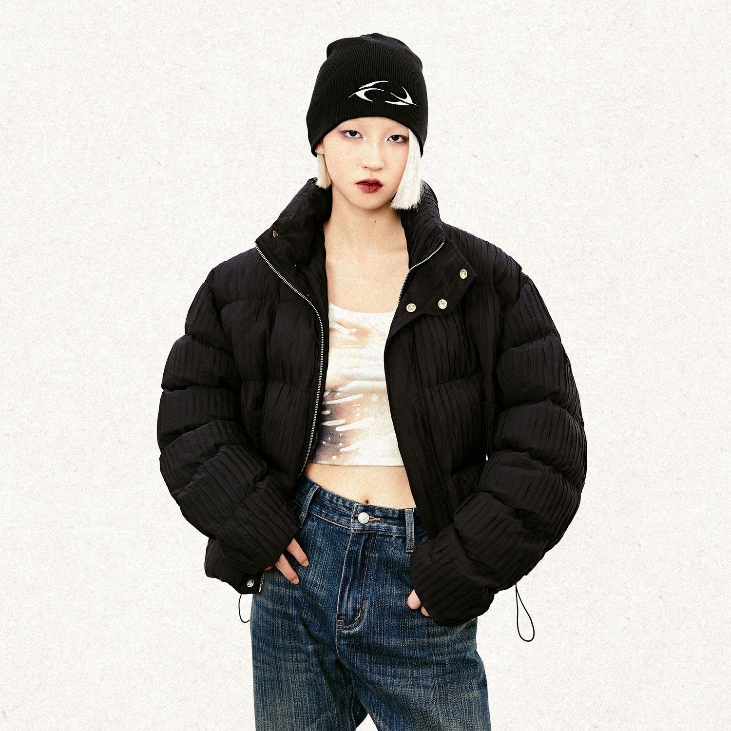 Women's Pleated Short padded Puffer Jacket - fashionupstore1