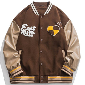 1984 American Style Baseball Jacket Color Block - fashionupstore1