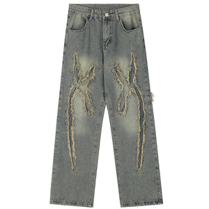 Fashionup American Style Jeans Frayed Cross - fashionupstore1