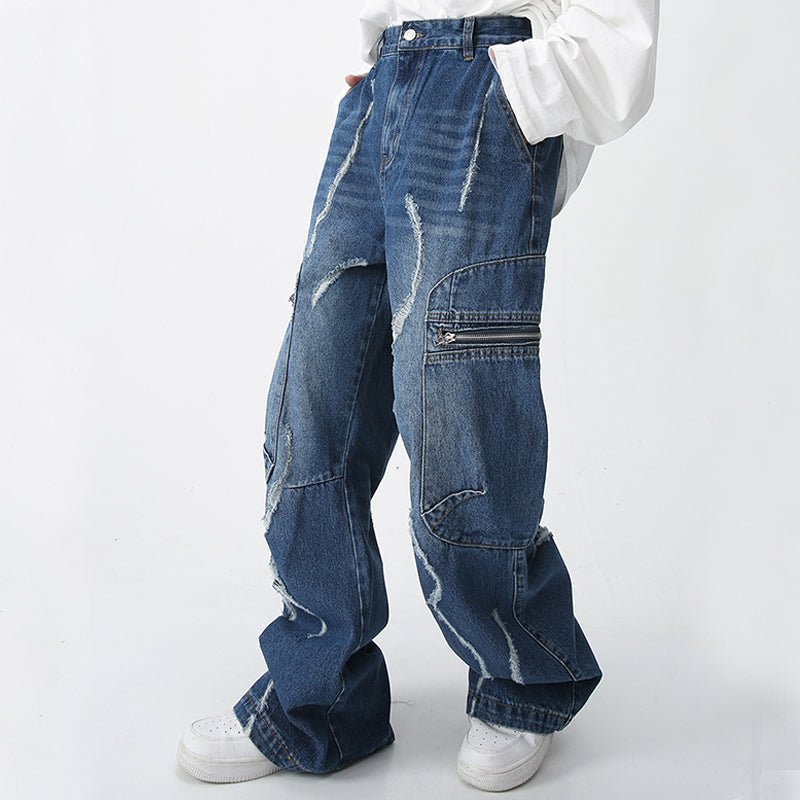 1984 American Style Ripped Cargo Jeans - fashionupstore1