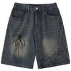 1984 Casual Denim Shorts Spider Web - fashionupstore1