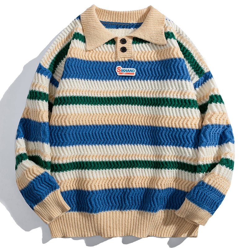 1984 Casual Knitted Sweater Colorful Striped - fashionupstore1