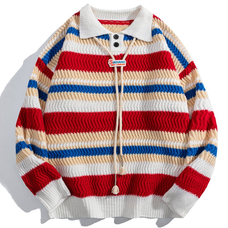 1984 Casual Knitted Sweater Colorful Striped - fashionupstore1