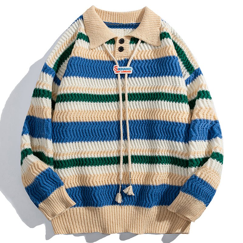 1984 Casual Knitted Sweater Colorful Striped - fashionupstore1