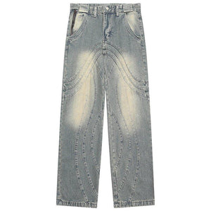 1984 Chic Washed Jeans Wave Stitching - fashionupstore1