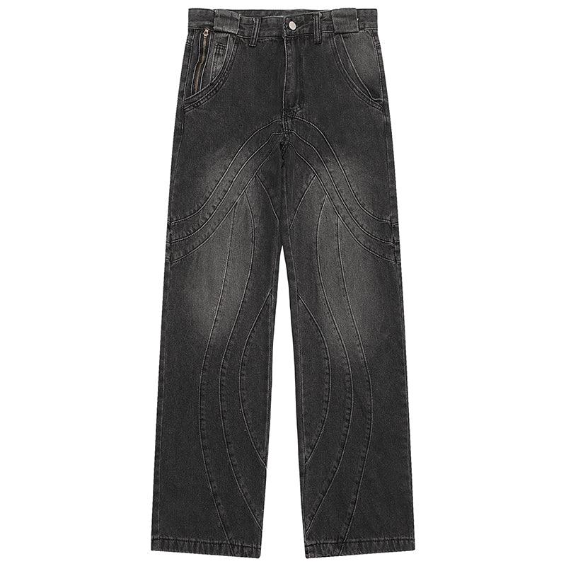 1984 Chic Washed Jeans Wave Stitching - fashionupstore1