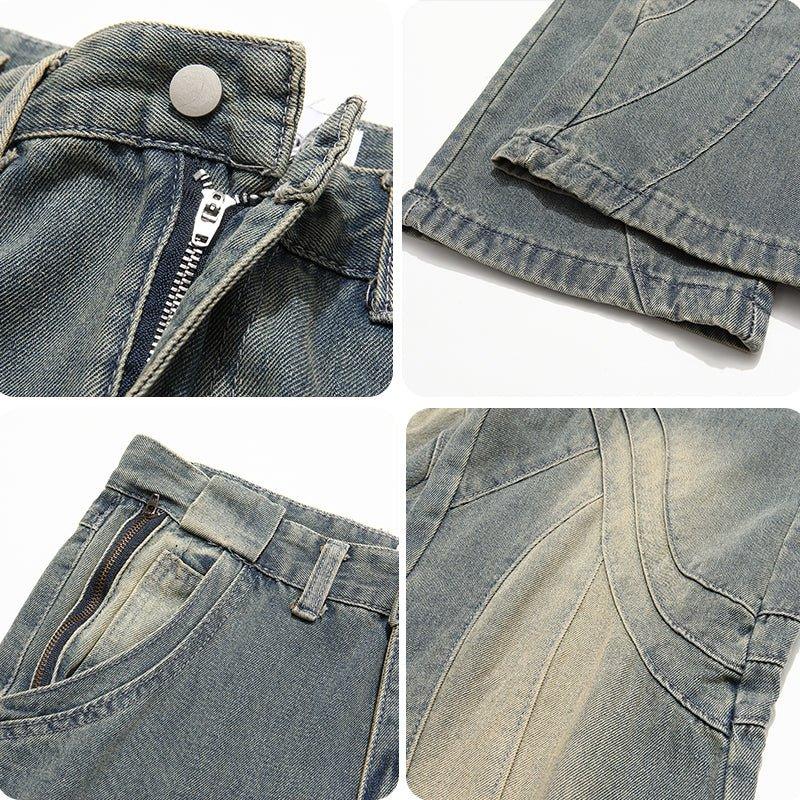 1984 Chic Washed Jeans Wave Stitching - fashionupstore1