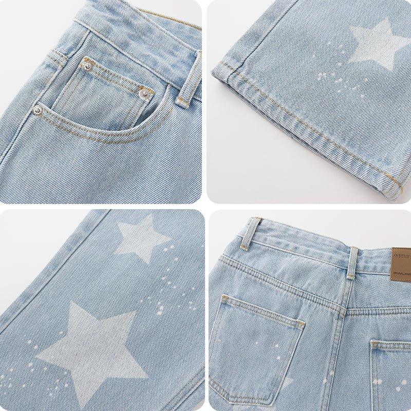 Fashionup Classic Straight Leg Jeans Full Star - fashionupstore1