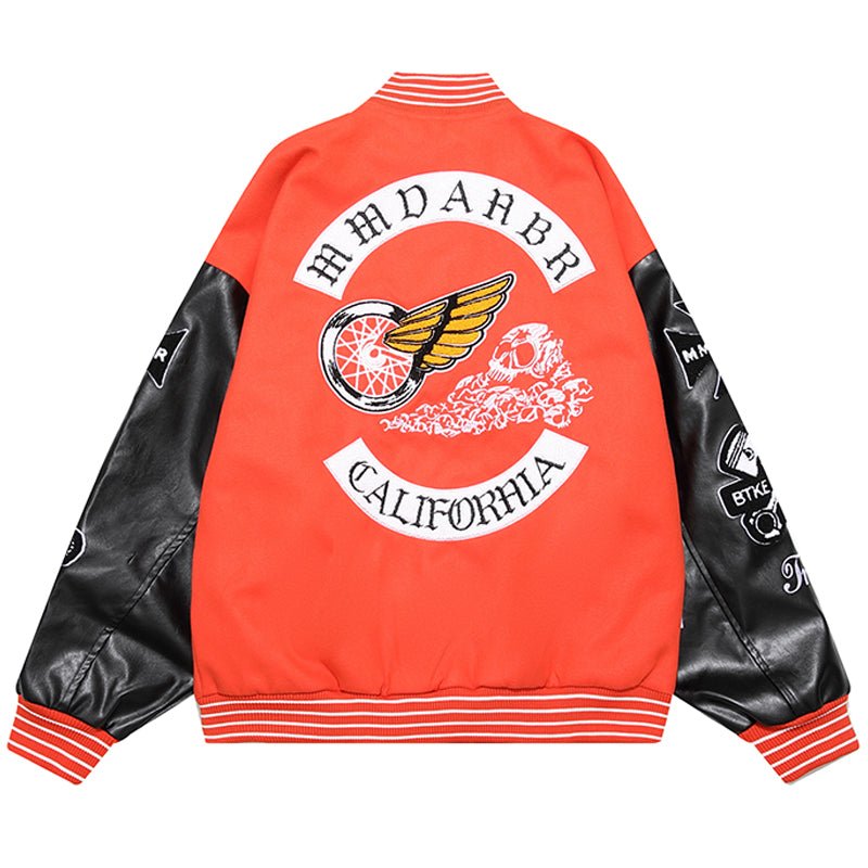 1984 Classic Varsity Jacket Embroidered Skull - fashionupstore1