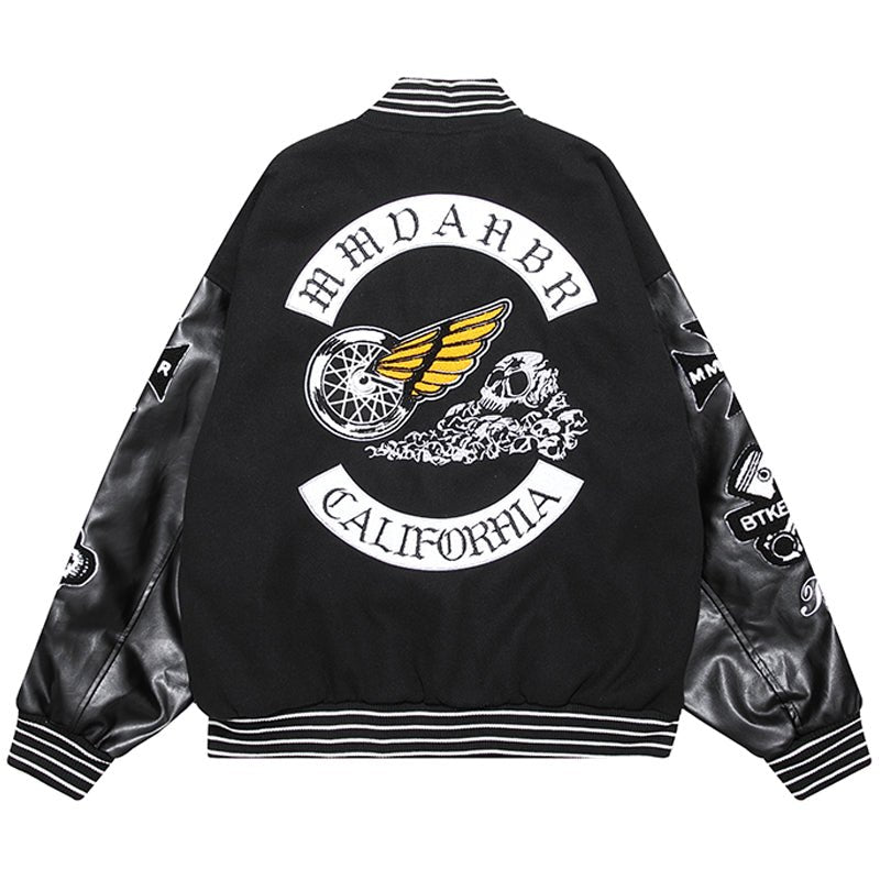 1984 Classic Varsity Jacket Embroidered Skull - fashionupstore1