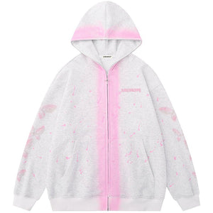 1984® Colorful Zip Up Hoodie Butterfly Print - fashionupstore1