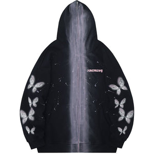 1984® Colorful Zip Up Hoodie Butterfly Print - fashionupstore1