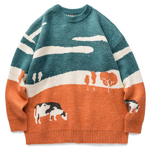 1984 Cow Stitching Men Sweater - fashionupstore1