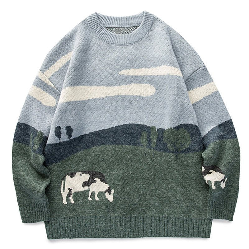 1984 Cow Stitching Men Sweater - fashionupstore1