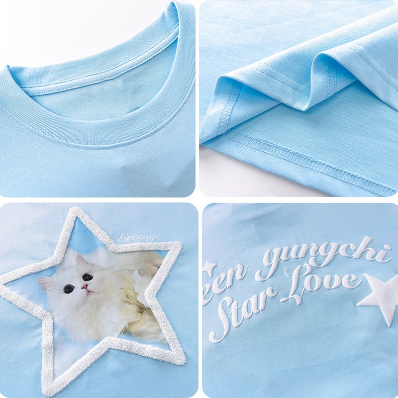 1984 Cute Graphic T-shirt Star Cat - fashionupstore1