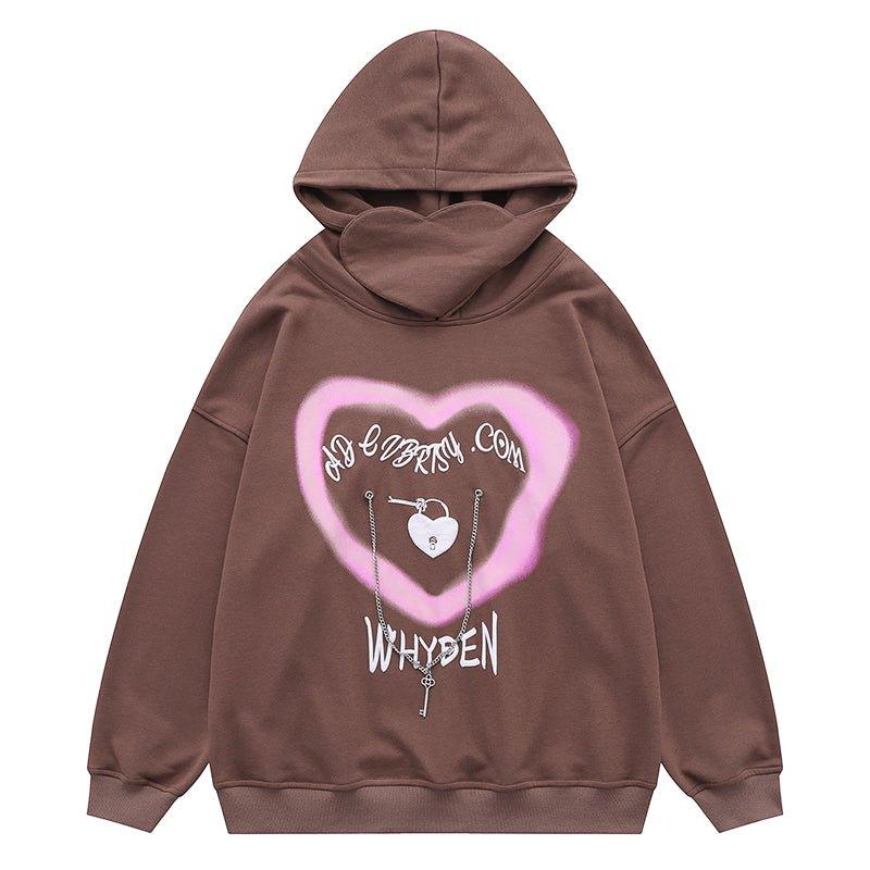 1984 Cute Hoodie Pink Heart Print - 1984brand