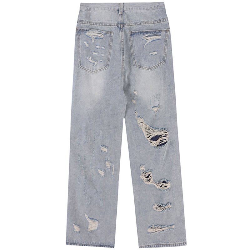 1984 Distressed Jeans Irregular Raw Edge - fashionupstore1