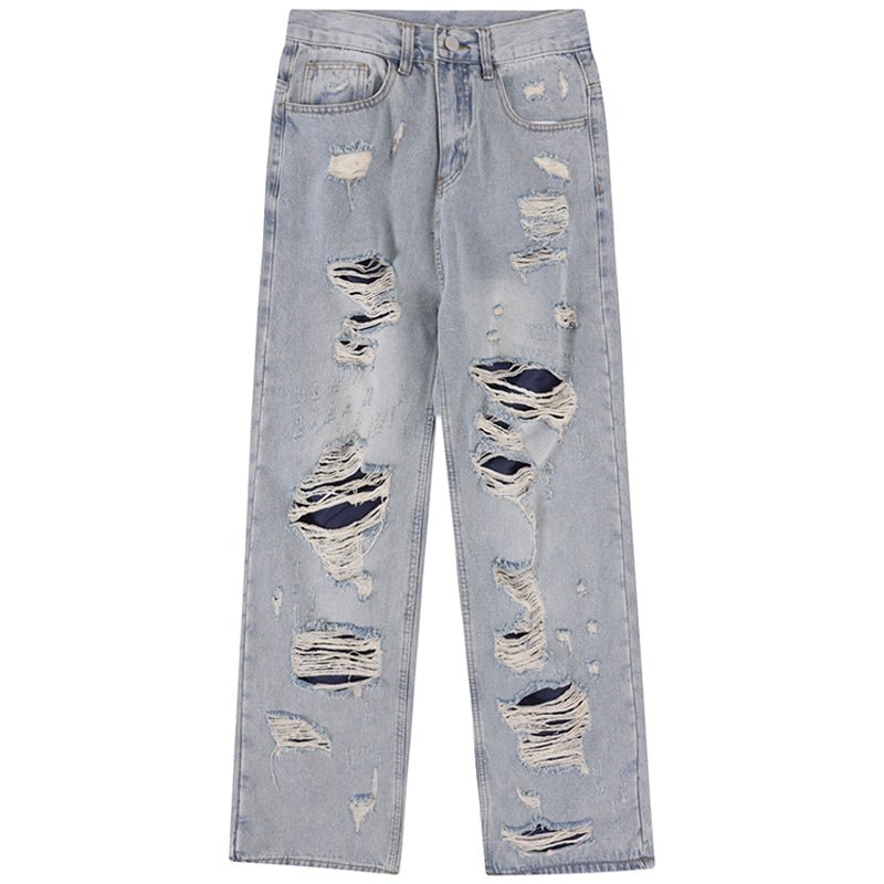 1984 Distressed Jeans Irregular Raw Edge - fashionupstore1