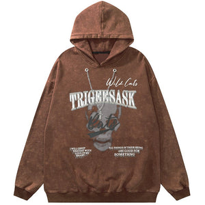 1984 Distressed Wash Hoodie Skull - fashionupstore1