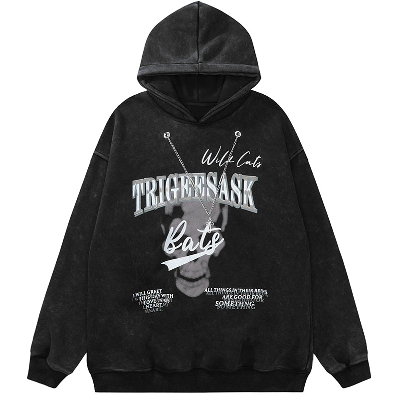 1984 Distressed Wash Hoodie Skull - fashionupstore1