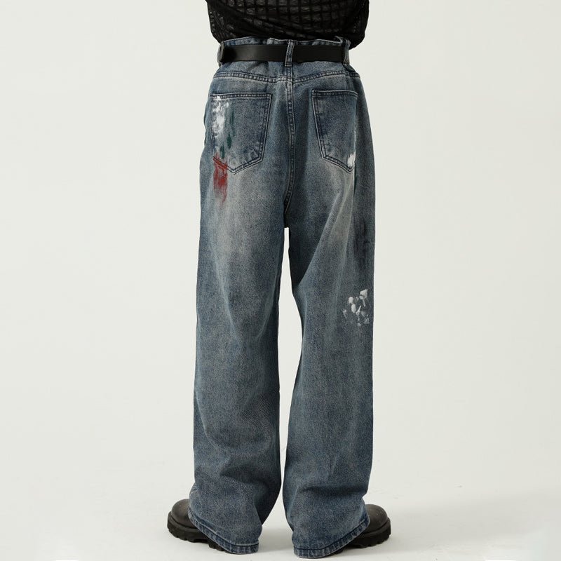 1984 Distressed Wide Leg Jeans Colorful Graffiti - fashionupstore1