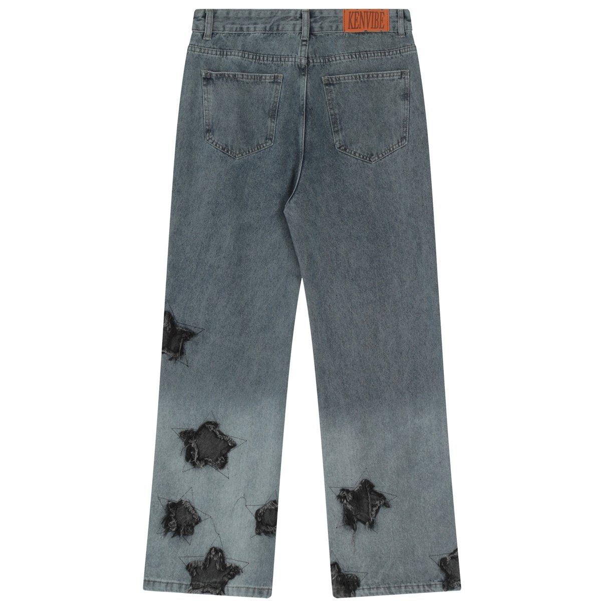 1984 Gradient Straight Leg Jeans Star Patch - 1984brand