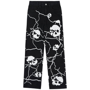 Fashionup Hip Hop Style Jeans Lightning and Skull - fashionupstore1