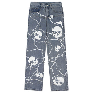 Fashionup Hip Hop Style Jeans Lightning and Skull - fashionupstore1