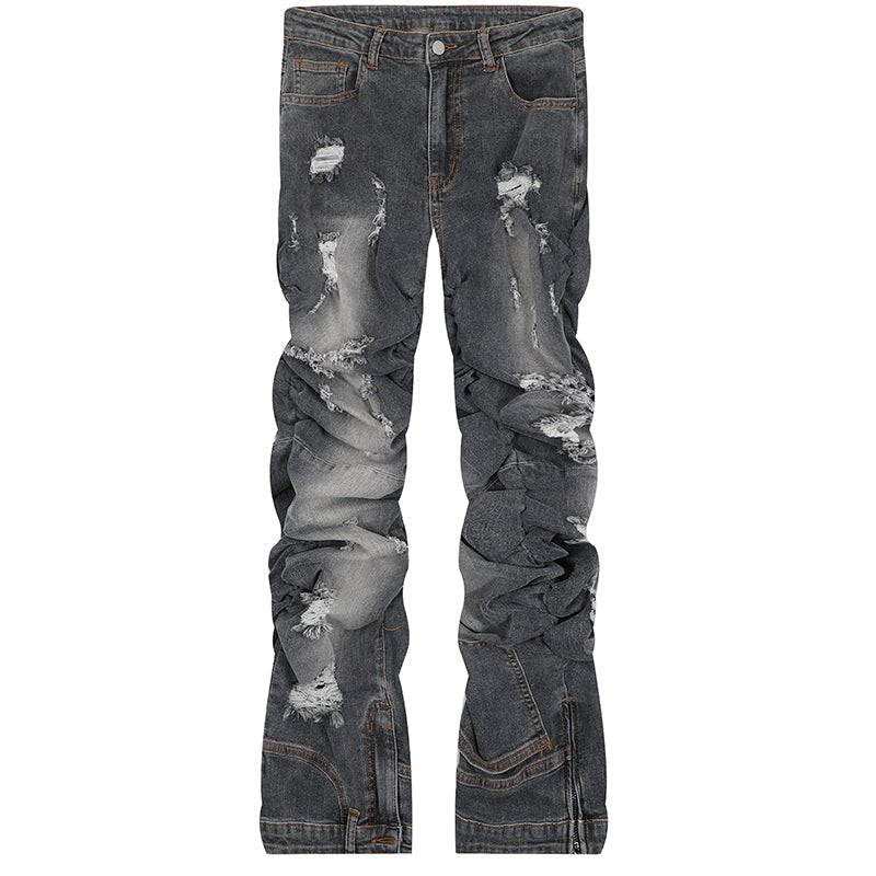 Fashionup Hip Hop Style Jeans Ripped Folds - fashionupstore1