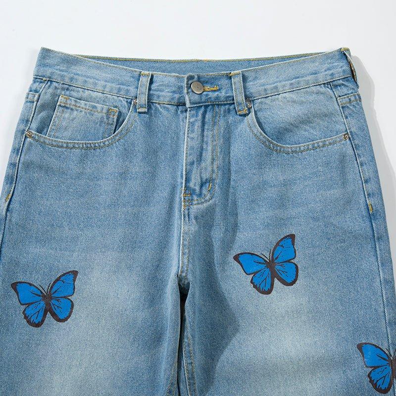 1984 Light Blue Jeans Full Butterfly Print - 1984brand