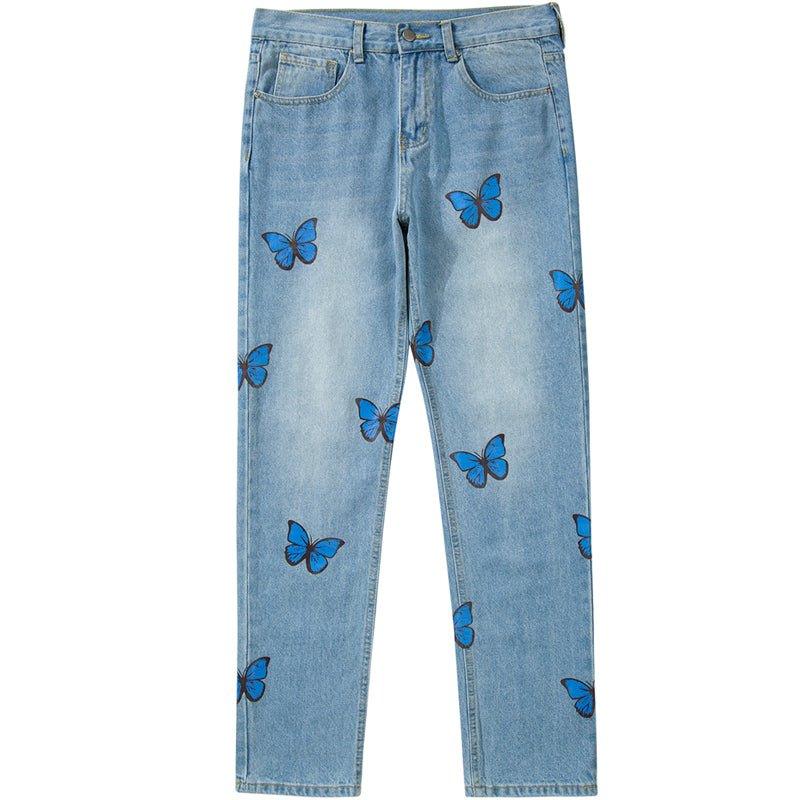 1984 Light Blue Jeans Full Butterfly Print - 1984brand