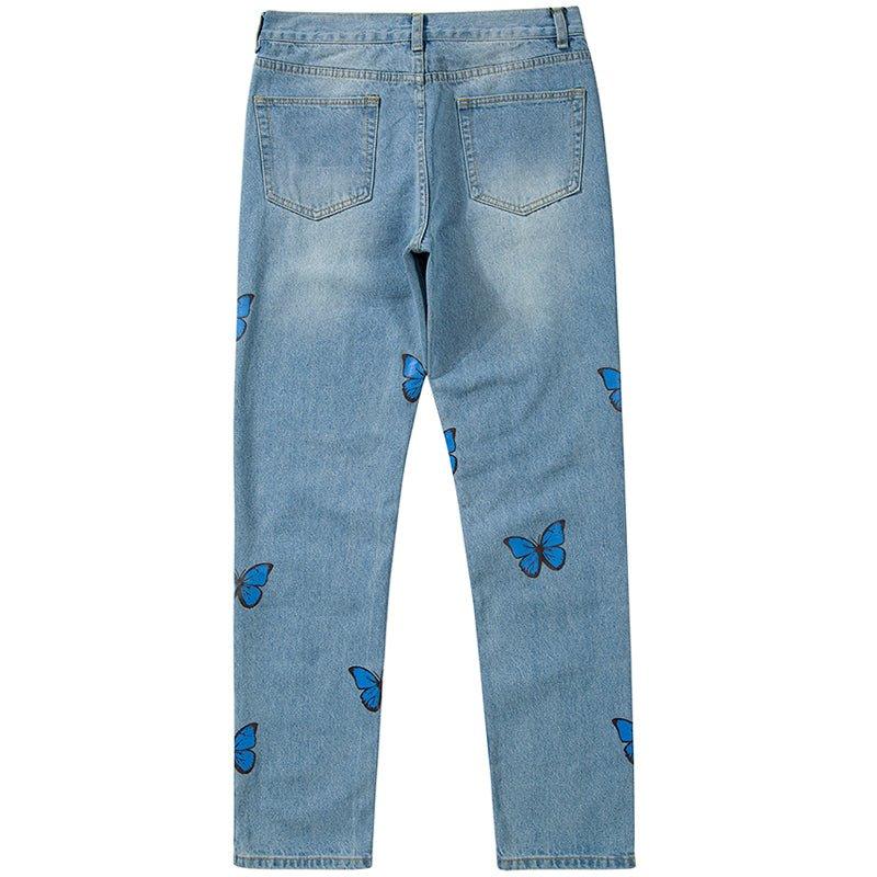 1984 Light Blue Jeans Full Butterfly Print - 1984brand