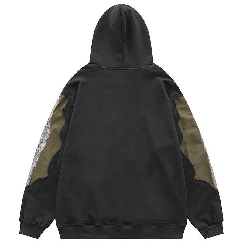 1984 Oversize Hoodie Bone Patchwork - fashionupstore1