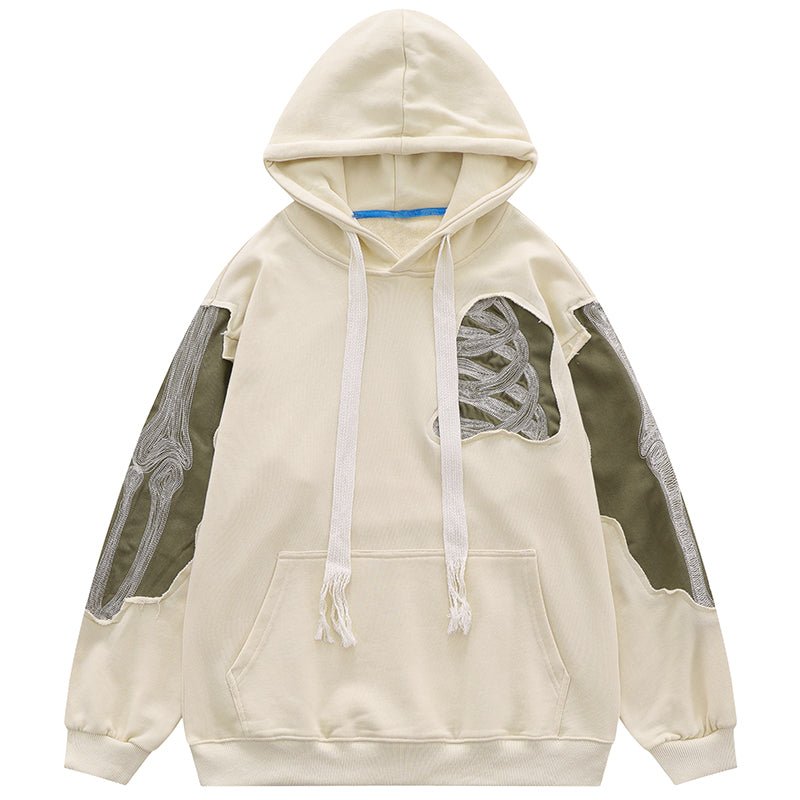 1984 Oversize Hoodie Bone Patchwork - fashionupstore1