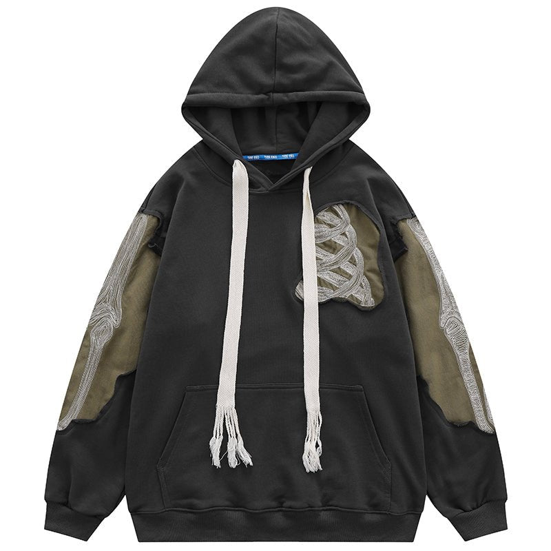 1984 Oversize Hoodie Bone Patchwork - fashionupstore1