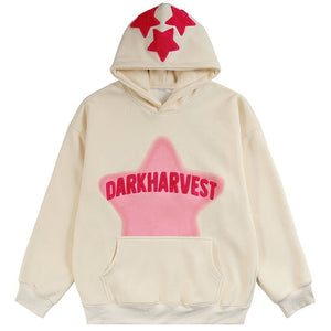 1984 Oversize Hoodie Flocked Stars - fashionupstore1