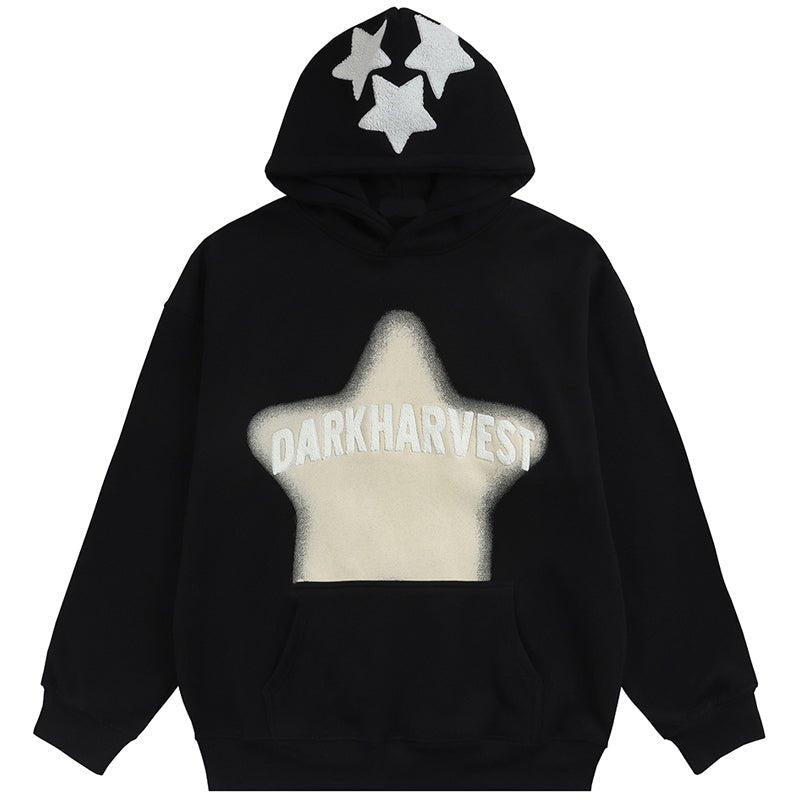 1984 Oversize Hoodie Flocked Stars - fashionupstore1