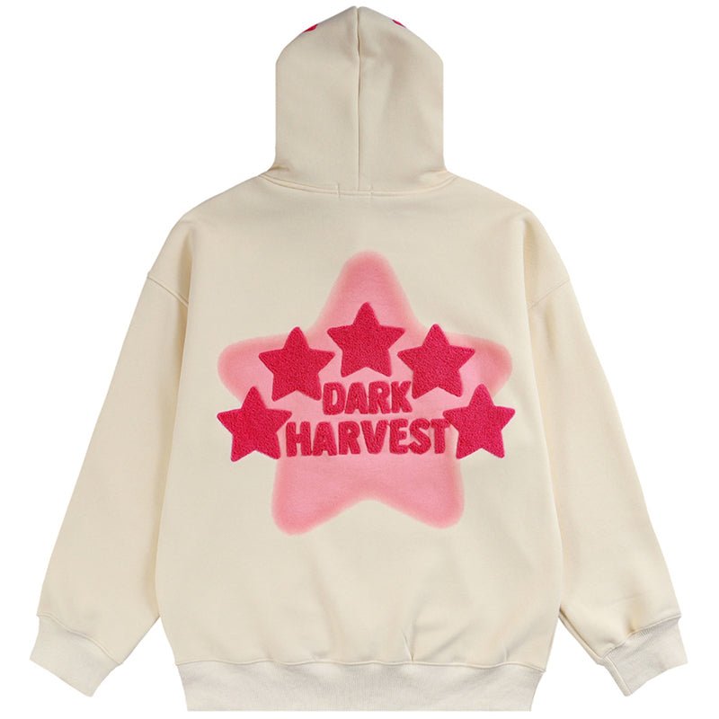 1984 Oversize Hoodie Flocked Stars - fashionupstore1