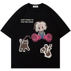 1984 Oversize T-shirt Boy and Cat - fashionupstore1